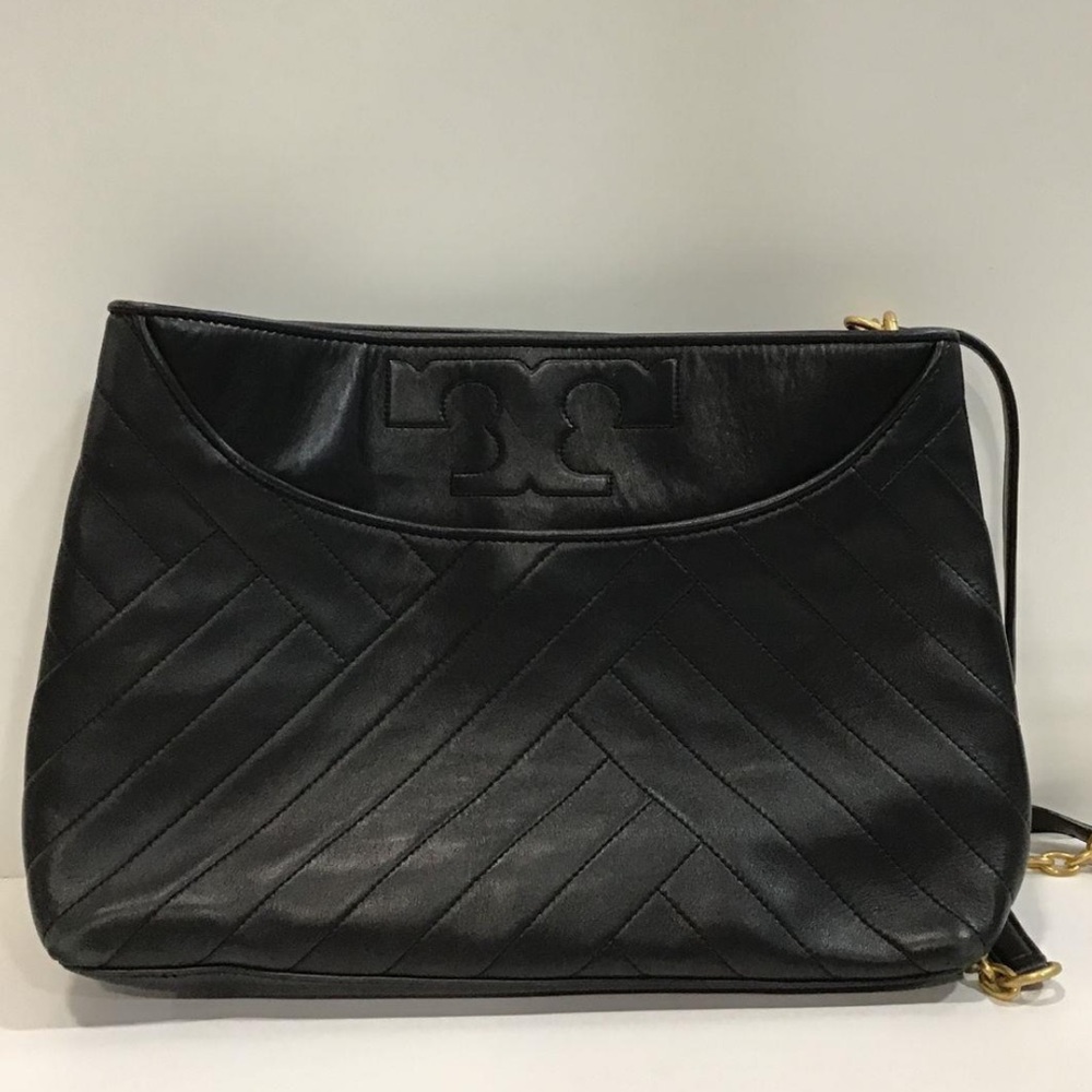 Women’s Tory Burch Alexa Black Quilted Leather Chain Shoulder Bag